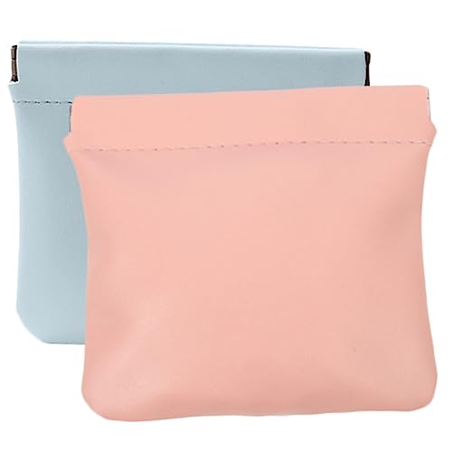 Beatifufu 2 Stück Mini Kosmetiktaschen aus PU Leder Kleine Schminktaschen Damen mit Münzfach Kompakte Lippenstift und Reise Organizer Tragbare Makeup Pouches Rauchrosa und Himmelblau von Beatifufu
