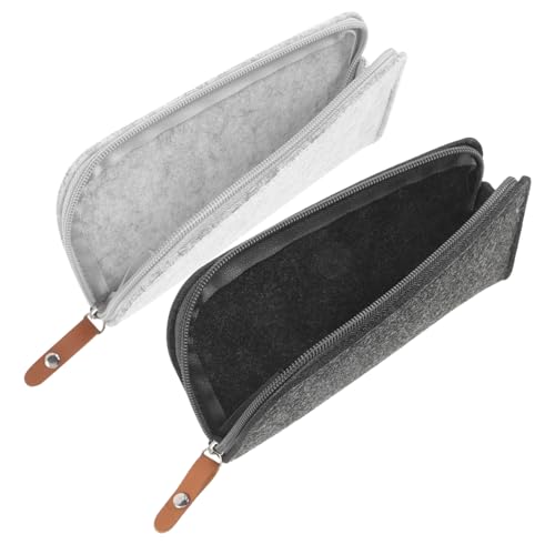 Beatifufu 2 Stück Multi Funktion Filz Stifttasche Großes Fassungsvermögen Handliche Federmäppchen für Outdoor Zeichnen und Schreibwaren Aufbewahrung in Dunkelgrau und Hellgrau von Beatifufu