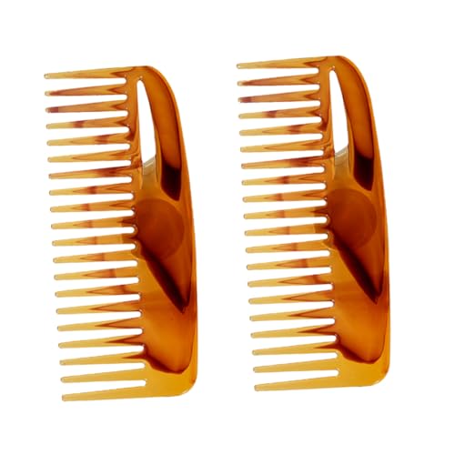 Beatifufu 2 Stück Retro Breiter Haarkamm Bernsteinfarbig Grobzinkig Haarstyling Werkzeug für Herren Damen Pomade Frisur Massagefunktion Langlebig von Beatifufu