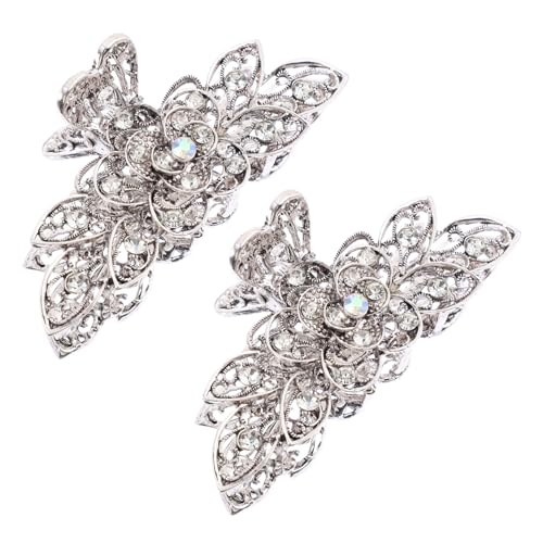 Beatifufu 2 Stück Retro Haarspangen mit Funkelnden Strasssteinen Blumendesign Stabile Haarklammern für Damen Schonend Haltend Vielseitig für Alltag Makeup und Reisen Geeignet von Beatifufu