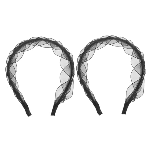 Beatifufu 2 Stück Schwarz Netz Haarband für Damen Kopfaccessoire im Retro Stil für Cosplay und Partys Dekorative Haarschmuck für Besondere Anlässe von Beatifufu