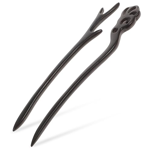 Beatifufu 2 Stück Schwarze Haarnadeln Retro Holzhaarschmuck Frauen Hanfu Haarforken Leicht und Elegant Chinesische Vintage Haarstäbchen Geschenkidee von Beatifufu