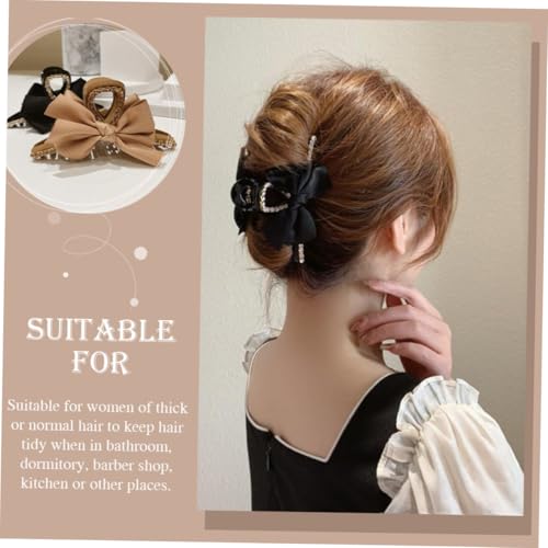 Beatifufu 2 Stück Schwarzer Haarkralle Clip mit Schleife Langlebig und Schonend Kreative Haarklammer für Damen und Mädchen zum Haare Zurückhalten bei Make up und Alltag von Beatifufu