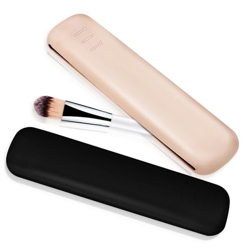 Beatifufu 2 Stück Silikon Make Up Pinselhalter Teiliges Reise Organizer Schwarzer und Hautfarbener Kosmetik Pinsel Aufbewahrungsbeutel Langlebig Großvolumig Hitzebeständig Multifunktional von Beatifufu