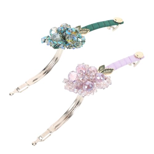 Beatifufu 2 Stück Teiliges Blumen Haarspangen mit Künstlichen Kristallen Fester Griff Flache Klammern Geeignet für Dünnes Dickes Lockiges und Glattes Haar Modische Accessoires für Mädchen von Beatifufu