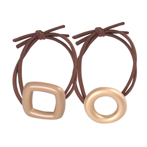 Beatifufu 2 Stück Teiliges Haargummi mit Unregelmäßigem Schleifen Design Elastische Alloy Haarschlaufen Matte Oberflächen Inklusive Quadratischem und Rundem Haarring Passend für Mädchen und von Beatifufu