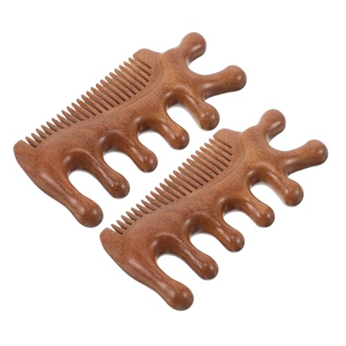 Beatifufu 2 Stück Teiliges Sandelholz Massagekamm für Männer Multifunktionaler Haar und Kopfhautmassagekamm Handgefertigt mit Glatter Oberfläche für Entspannung Meditation und Nachhaltige von Beatifufu