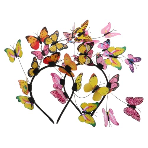 Beatifufu 2 Stück Teiliges Schmetterling Haarreif Bunte Kunststoff Butterfly Haarschmuck Leichtes Stirnband für Damen und Mädchen Vielseitig für Hochzeit Fotoshooting Party Fasching Geeignet von Beatifufu