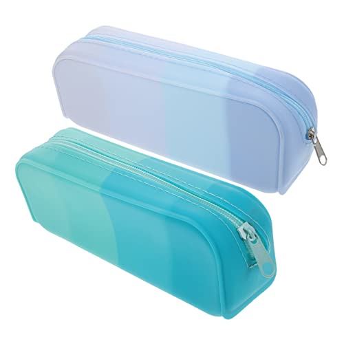 Beatifufu 2 Stück Teiliges Silikon Federtasche Candy Farben Langlebig Waschbar Reißfest Stiftemäppchen für Erwachsene Schule Schüler Jungen Mädchen von Beatifufu