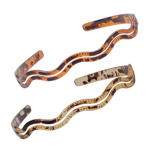 Beatifufu 2 Stück Teiliges Wellenhaarreif mit Zähnen für Damen Flexibles Langlebiges Resin Haarband Geeignet für Gesichtspflege Makeup und Sport Stilvolles Leichtes Haarschmuck Accessoire von Beatifufu
