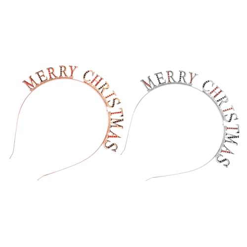 Beatifufu 2 Stück Weihnachtsstirnbänder mit Strasssteinen Modische Buchstaben Haarreifen aus Legiertem Süße und Bequeme Kopfbedeckung für Damen und Festlicher Haarschmuck für Weihnachten von Beatifufu