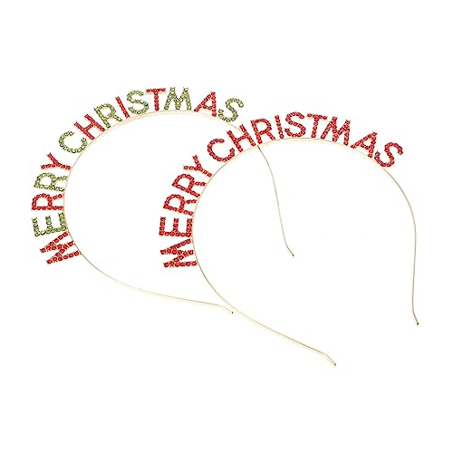 Beatifufu 2-Teiliges Weihnachts-Stirnband-Outfit Für Mädchen Kristall-Dekor Damen-Haar-Accessoires Weihnachts-Party-Zubehör Weihnachts-Party-Haarreifen Frohe Weihnachten-Dekoration von Beatifufu