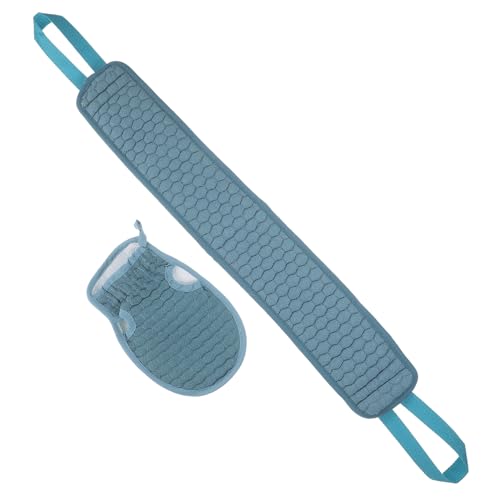 Beatifufu 2stücke Badetuch Mit Langen Streifen Rückenreibetuch Duschtuch Badehandschuh Für Peeling Und Hornhautentfernung Blau von Beatifufu