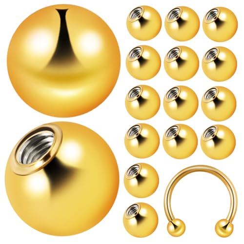 Beatifufu 20 Stück Teiliges Goldene Ersatz Piercing Kugeln aus Titanstahl für Bauchnabelpiercing und Schmuckherstellung Glatte Oberfläche Vielseitige Spacer Perlen für Damen Beatifufu 20 Stück Teiliges Goldene Ersatz Piercing Kugeln aus Titanstahl für Bauchnabelpiercing und Schmuckherstellung Glatte Oberfläche Vielseitige Spacer Perlen für Damen von Beatifufu