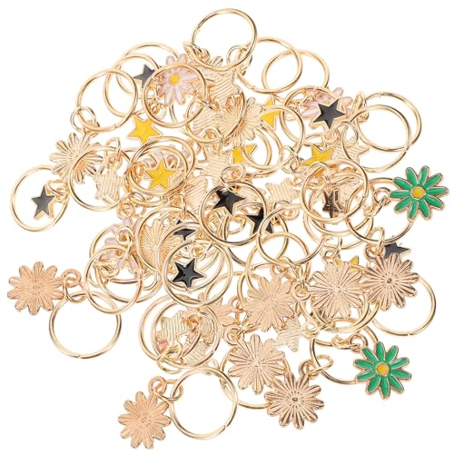 Beatifufu 25 Stück Teiliges Haarschmuck Leichtem Zinklegierung Dreadlock ringe mit Stern Blumen Pentagramm design Dekorative Haar accessoires für Zöpfe und Haarverlängerungen Modische von Beatifufu