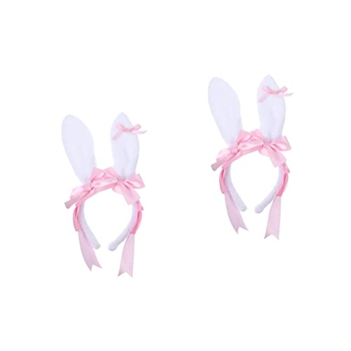 Beatifufu Zubehör 2Pcs Plüsch-Kaninchenohr-Stirnband Kuscheltiere Hase Süße Haargummis Für Kinder Spa-Stirnband Hasenohren Headwraps Hasenohren Spa-Stirnbänder Maskerade-Haarreifen von Beatifufu