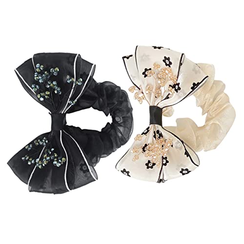 Beatifufu 2stücke Teiliges Bowknot Haargummis Elastische Haarbänder Für Dickes Und Dünnes Haar Stilvolle Blumenhaarbänder Für Mädchen Chic Haaraccessoires Für Alltag Und Partys von Beatifufu