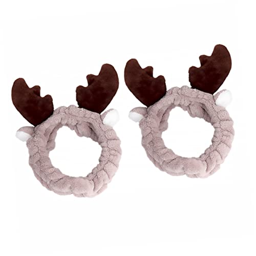Beatifufu 2stücke Weihnachts- -geweih Haarband Verstellbar Atmungsaktiv Für Make-up Und Gesichtswäsche Kaffee Farbe Für Und Mädchen von Beatifufu