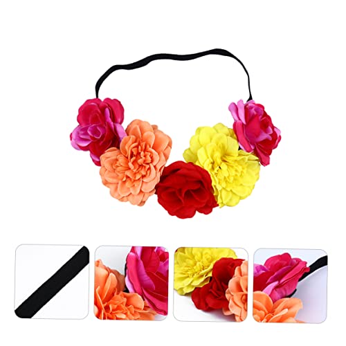 Beatifufu 2st Rosa Stirnband Braut Kopfschmuck Miniatur-baseballschläger Blumenkranz Haarband Mit Blumenimitat Mädchen-tiara Dehnbare Haargummis Kopf Kranz Damen Haarschmuck Stoff Halloween von Beatifufu