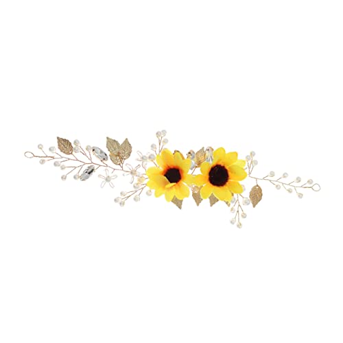 Beatifufu 2st Sonnenblumen-stirnband Blumenstirnbänder Haarschmuck Hochzeits-sonnenblumen-kopfschmuck Perlenstirnband Für Mädchen Brauthaar Mädchen Stirnband Braut Stirnband Zirkon Golden von Beatifufu