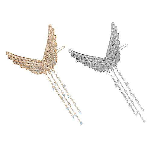 Beatifufu 2stücke Engelsflügel Haarspange Mit Quasten Und Strass Seitliche Haarspange Für Mädchen Haarschmuck Party Hochzeit Kostüm von Beatifufu