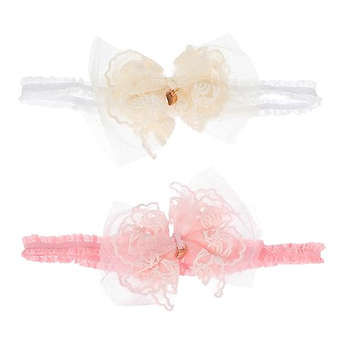 Beatifufu 2stücke Haarband Mit Schleife Bezaubernde Spitze Haarschmuck Für Mädchen Modische Und Bequeme Kopfbedeckung Für Neugeborene Und Kleinkinder von Beatifufu