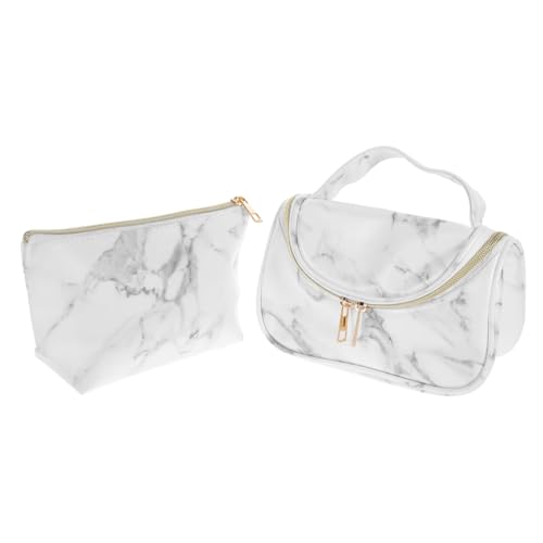 Beatifufu 2stücke Kosmetiktasche Mit Marmormuster Reise-aufbewahrungsbeutel Make-up-Beutel Großes Fassungsvermögen Make-up-werkzeugbeutel Schreibwaren-Organizer Für Frauen von Beatifufu