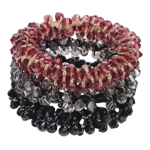 Beatifufu 3 Stück Elastische Strass Haarbänder mit Funkelndem Design Haargummis für Damen und Mädchen Vielseitiges Haaraccessoire für Alltag Hochzeit und Party von Beatifufu