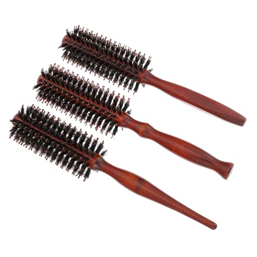 Beatifufu 3 Stück Runde Wildschweinborsten haarbürste mit Robustem Holzgriff für Männer und Frauen zum Föhnen Glätten Lockenstyling Geeignet für Mittellanges Langes Haar Salon von Beatifufu