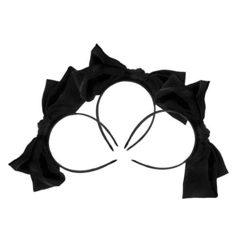 Beatifufu 3 Stück Schwarze Haarbänder mit Großer Schleife Leichte Damen Haarreifen für Party Alltag und Reisen Schleifen Haarreifen Teiliges Eleganter Haarschmuck von Beatifufu