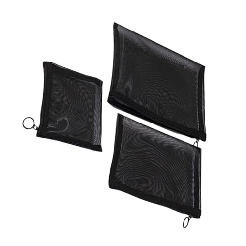 Beatifufu 3 Stück Schwarzes Mesh Kosmetiktaschen Leichter Reise Organizer Vielseitige Schmink Toilettenbeutel für Make up Stifte und Kleine Reiseutensilien Handlich und Strapazierfähig von Beatifufu