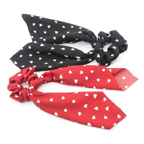Beatifufu 3 Stück Teiliges Elastische Haargummis mit Herzmotiv Dekorative Haarschleifen aus Strapazierfähigem Material Dehnbar und Formbeständig Modischer Haarschmuck für Damen in Dunkel von Beatifufu