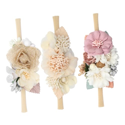 Beatifufu 3 Stück Teiliges Haarband Blumen Stirnbänder Weich Elastisch Hautfreundlich Süße Haarschmuck für Kleinkinder Mädchen Niedliche Kopfbedeckung Festlich und Alltagstauglich von Beatifufu