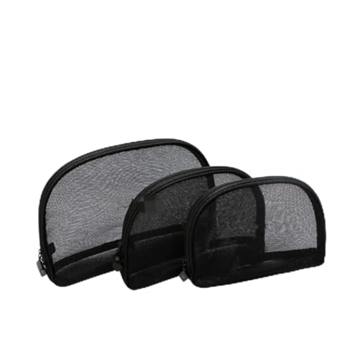 Beatifufu 3 Stück Teiliges Kosmetiknetzbeutel Schwarz Transparent Reise Make Up Organizer Leichte Reißfeste Schminktaschen mit Großer Kapazität für Damen und Frauen von Beatifufu