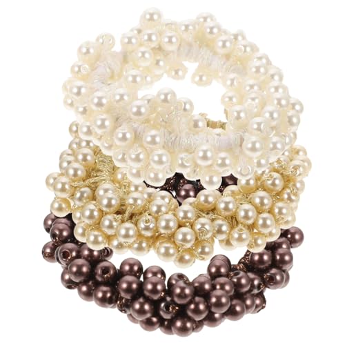 Beatifufu 3 Stück Teiliges Perlen Haargummi Elastisch mit Edlen Schmuckperlen für Damen Vielseitige Haarring Haaraccessoires für Pferdeschwanz und Dutt Modische Haarschmuck für Alltag und von Beatifufu