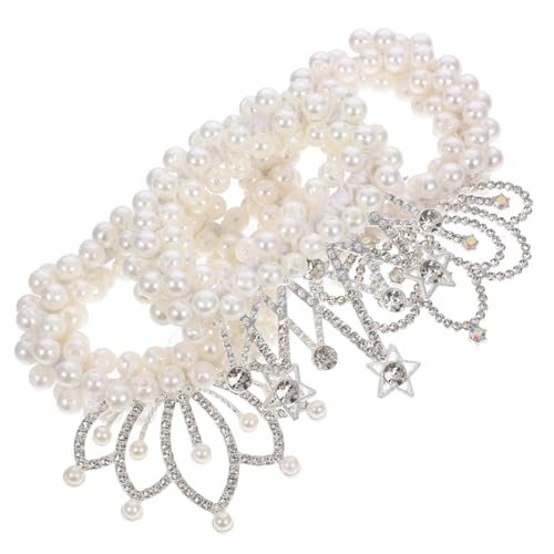Beatifufu 3 Stück Teiliges Perlen Haargummi mit Kronenmotiv Elastische Haarkrawatten für Mädchen Verstellbare Prinzessin Ponytail Halter Eleganter Haarschmuck für Vielseitig für Alltag und von Beatifufu