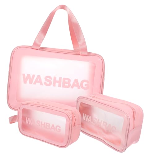 Beatifufu 3 Stück Teiliges Reise Kulturbeutel Große Kapazität Dickes Material Makeup Tasche Damen Toilettenartikel Organizer Tragbar in Kirschblütenrosa für Urlaub Alltag von Beatifufu