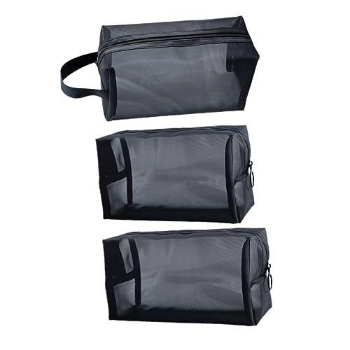 Beatifufu 3 Stück Teiliges Tragbare Kosmetiktaschen aus Hochwertigem Material mit Durchsichtigem Netzdesign Leicht und Langlebig als Reise Kulturbeutel und Make Up Organizer für Damen von Beatifufu