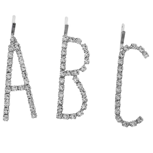 Beatifufu 3er-set Buchstaben-haarnadeln Mit Strasssteinen Haarspange Für Damen Und Mädchen Silber -j6705s von Beatifufu