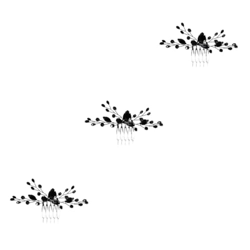 Beatifufu 3st Haarschmuck Aus Schwarzem Kristall Haarkamm Mit Strasssteinen Haarkamm Für Frauen Braut Kopfschmuck Schwarze Haarspangen Haarschmuck Für Die Braut Tiara Black Legierung von Beatifufu