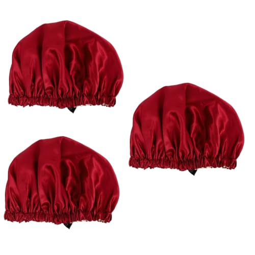 Beatifufu 3stücke Satin Schlafmütze Mit Elastischem Band Praktische Und Haarhaube Für Damen Für Bad Küche Und Verstellbar Und Weinrot von Beatifufu