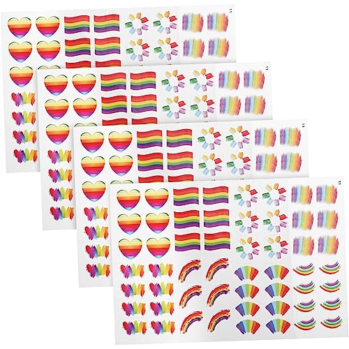 Beatifufu 4blätter Rainbow Face Decals Selbstklebende Pride Sticker Für Partys Feierlichkeiten Und Festivals Aufkleber Pro Verschiedenen Formen Und Designs von Beatifufu