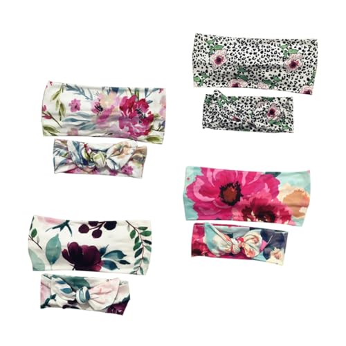 Beatifufu 4 Paar Haarbänder Buntem Print Elastische und Verstellbare Haarreifen für Mädchen und Eltern Weiche Haarschmuck-accessoires im Familienstil Bequem und Langlebig von Beatifufu