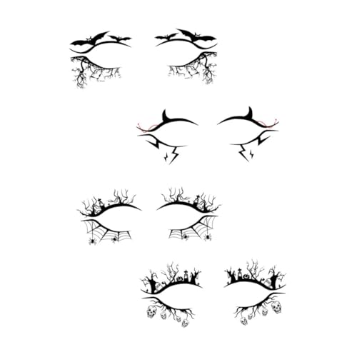 Beatifufu 4 Paare Eyeliner Decals Selbstklebende Augenaufkleber Halloween Party Make Up Zubehör Langlebige Abnehmbare Eye Line Strips für Dekoratives Augen Make Up von Beatifufu