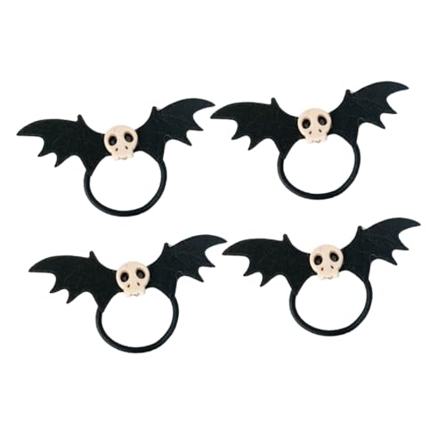 Beatifufu 4 Stück Haargummis Mädchen Elastisch Flexibel Langlebig Stylische Haarschleifen mit Skelett und Fledermaus Motiv Modische Haarbänder für Alltag und Party von Beatifufu