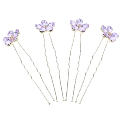 Beatifufu 4stücke Teiliges U-förmige Haarnadeln Mit Strass Blumen-haarspangen Für Hochzeiten Braut Haarschmuck Elegantes Accessoire Für Damen Und Besondere Anlässe von Beatifufu