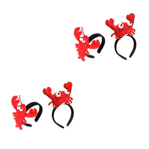 Beatifufu 4 Stück Hummer- und Krabben-Stirnband Cartoon-Haarbänder Haarspange hair accessories tier haarreif Haarband stutzenhalter Hummer-Haarreifen Party-Kopfschmuck Stoff rot von Beatifufu