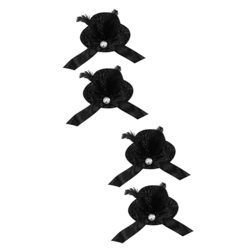 Beatifufu 4 Stück Hut Haarnadel glitzernde Hut-Haarspange Haarklammern für Frauen Haarspangen für Damen Haarspangen für Frauen haarschmuck evengers Hutspangen Snap-Clips Stoff Black von Beatifufu