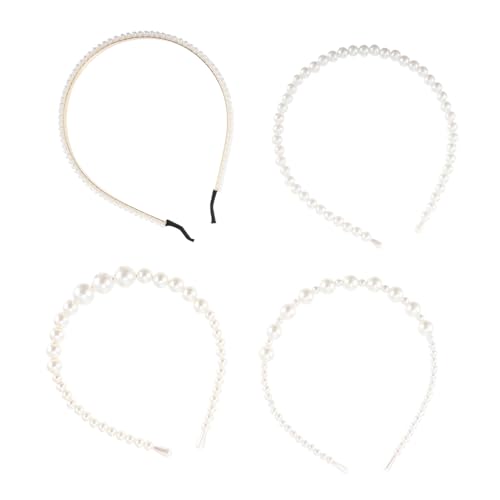 Beatifufu 4 Stück Perlen Stirnband Elegantes Mädchen Stirnband Damen Haarband Modisches Haarband Damen Kopfschmuck Zubehör Kunststoff Kopfschmuck Kreativer Kopfschmuck von Beatifufu