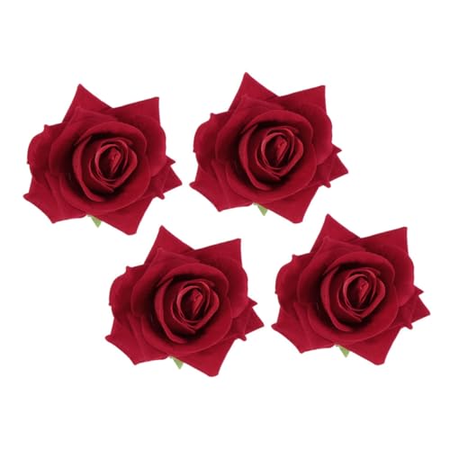 Beatifufu 4 Stück Rote Künstliche Rosen Haarklammern Blumenschmuck Haarnadeln für Damen Mädchen Hochzeit Party Brautschmuck Langlebig Kompakt Tragbar von Beatifufu